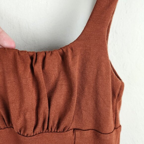 Aritzia Wilfred Free Orbit Ruched Mini Dress in Rich Copper sz S - Picture 5 of 8